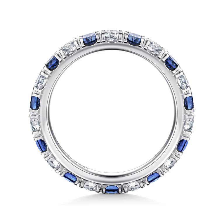 Eternity Band Wedding Ring in 14k White Gold with Round Sapphire at Gabriel & Co. - Shot 2