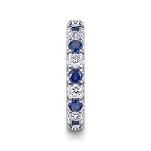 Bari - 14K White Gold French Pave Set Sapphire and Diamond Eternity Band