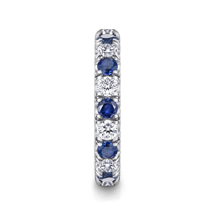 Bari - 14K White Gold French Pave Set Sapphire and Diamond Eternity Band