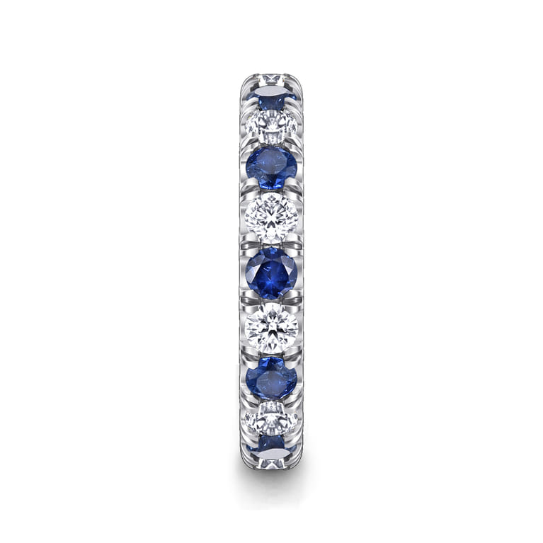 Eternity Band Wedding Ring in 14k White Gold with Round Sapphire at Gabriel & Co. - Shot 4