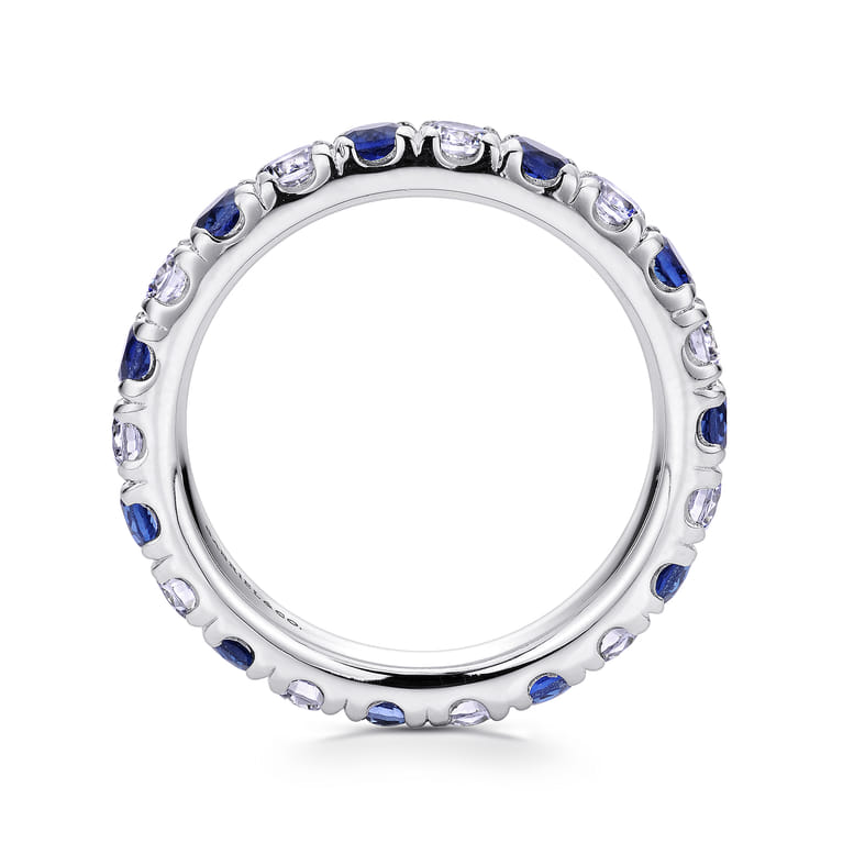 Eternity Band Wedding Ring in 14k White Gold with Round Sapphire at Gabriel & Co. - Shot 2