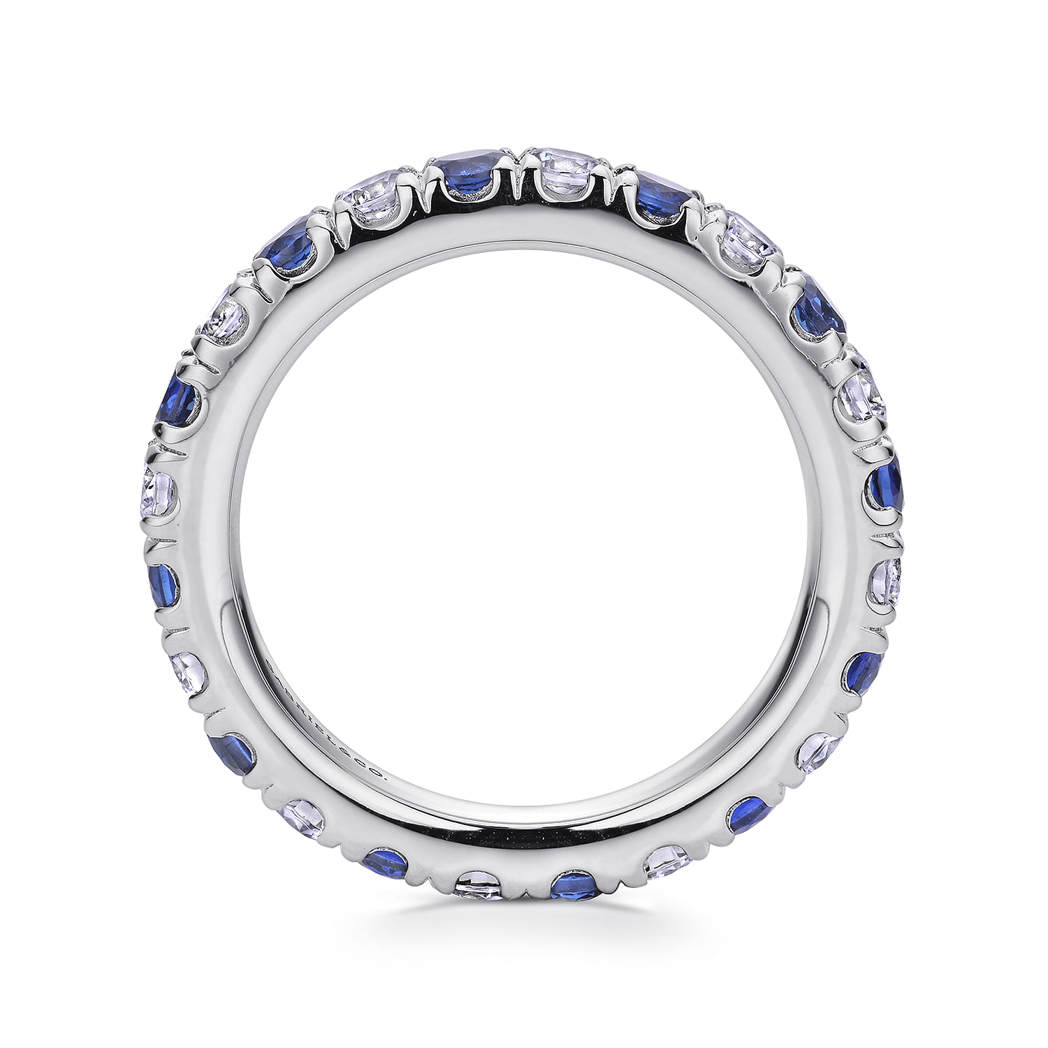 Eternity Band Wedding Ring in 14k White Gold with Round Sapphire at Gabriel & Co. - Shot 2