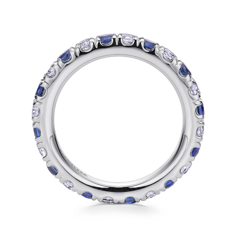 Eternity Band Wedding Ring in 14k White Gold with Round Sapphire at Gabriel & Co. - Shot 2