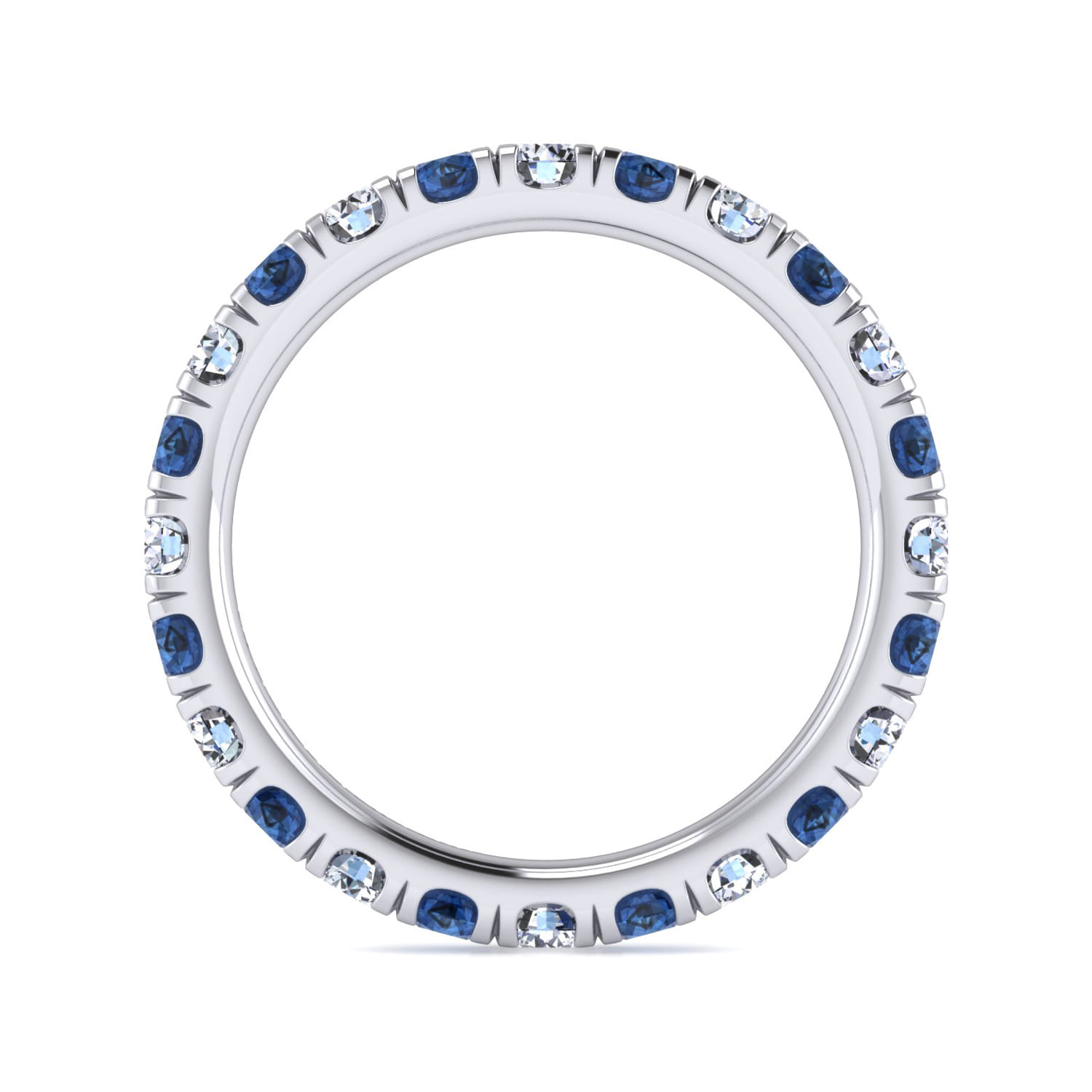 Eternity Band Wedding Ring in 14k White Gold with Round Sapphire at Gabriel & Co. - Shot 2