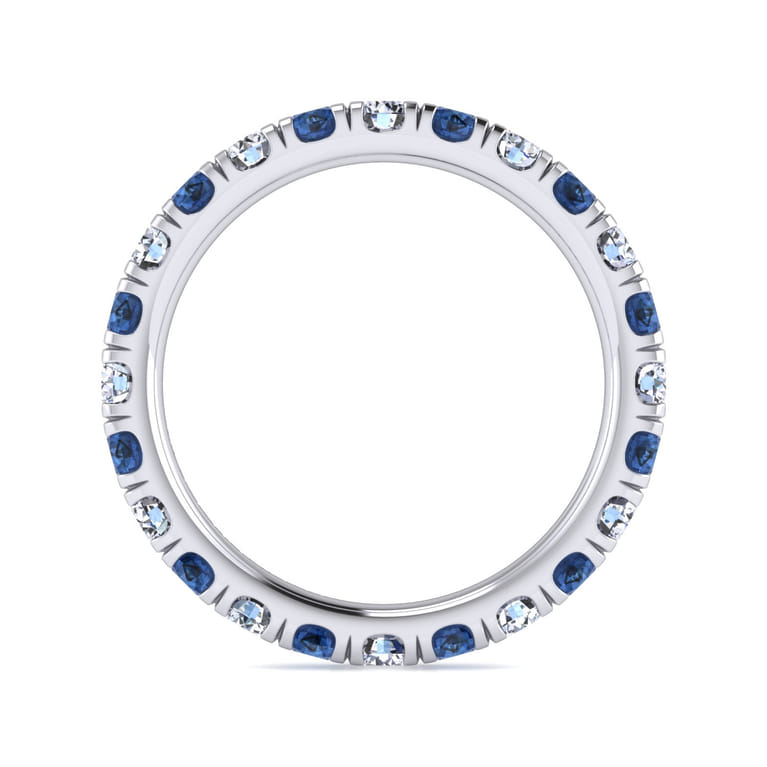 Eternity Band Wedding Ring in 14k White Gold with Round Sapphire at Gabriel & Co. - Shot 2