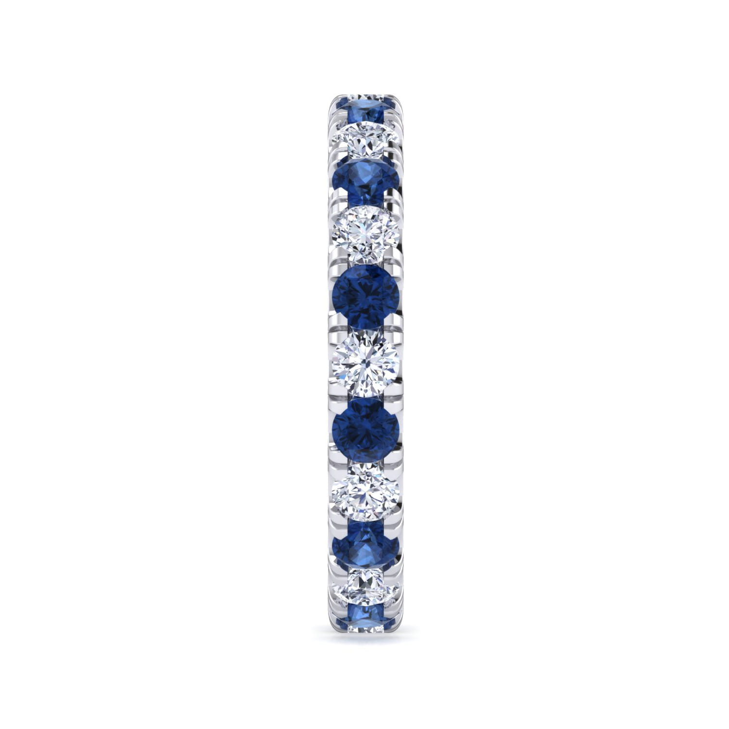 Eternity Band Wedding Ring in 14k White Gold with Round Sapphire at Gabriel & Co. - Shot 4