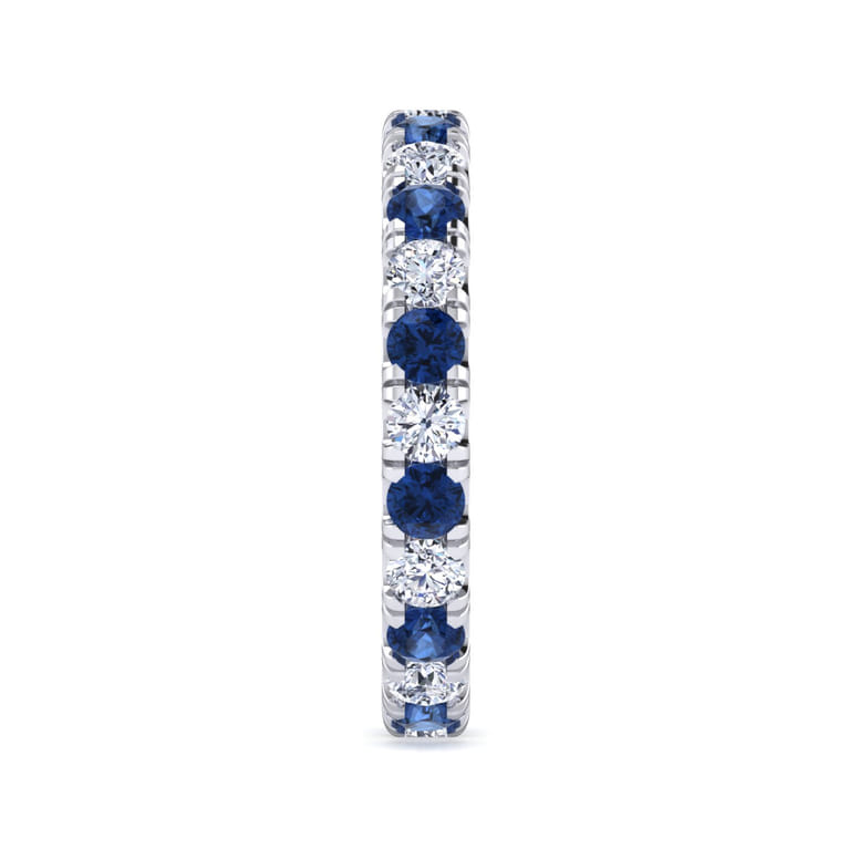 Eternity Band Wedding Ring in 14k White Gold with Round Sapphire at Gabriel & Co. - Shot 4