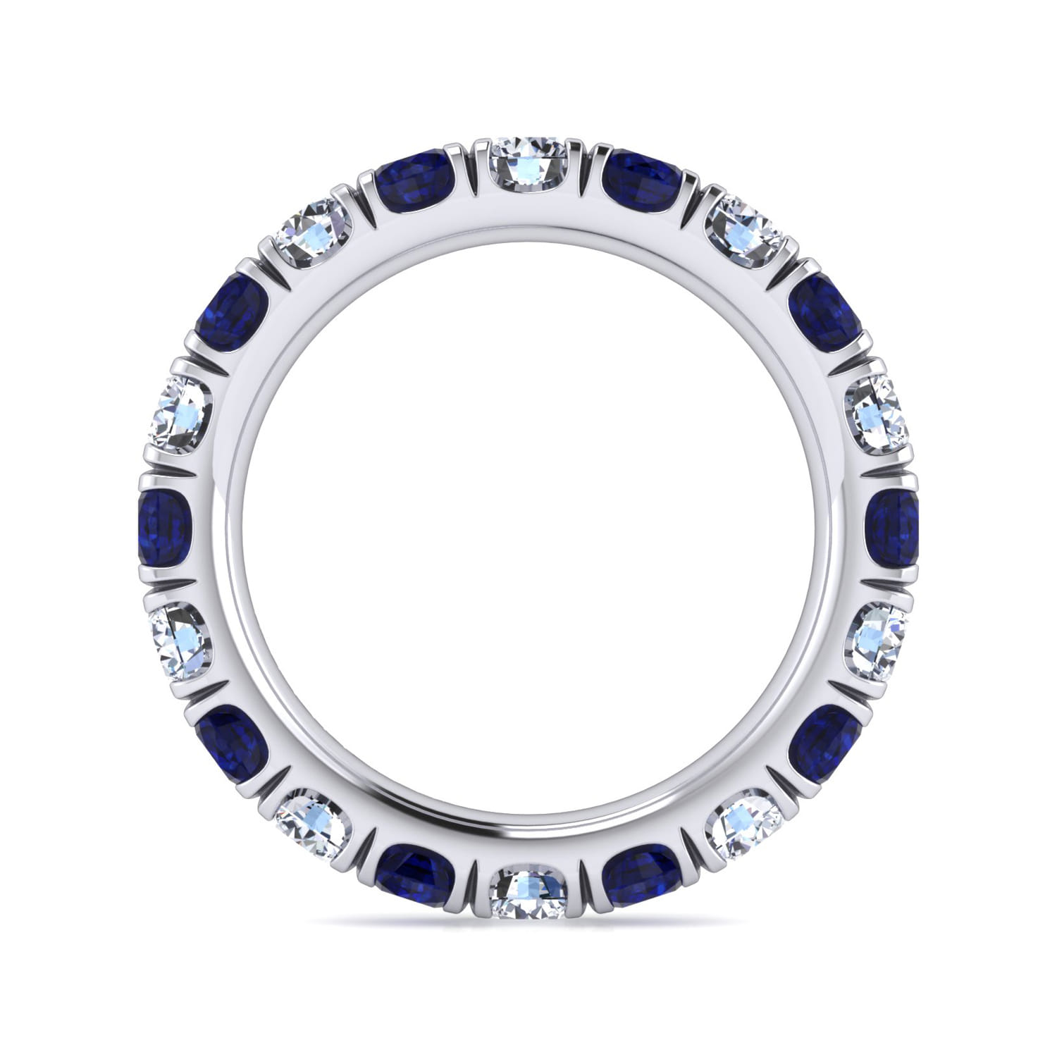 Eternity Band Wedding Ring in 14k White Gold with Round Sapphire at Gabriel & Co. - Shot 2