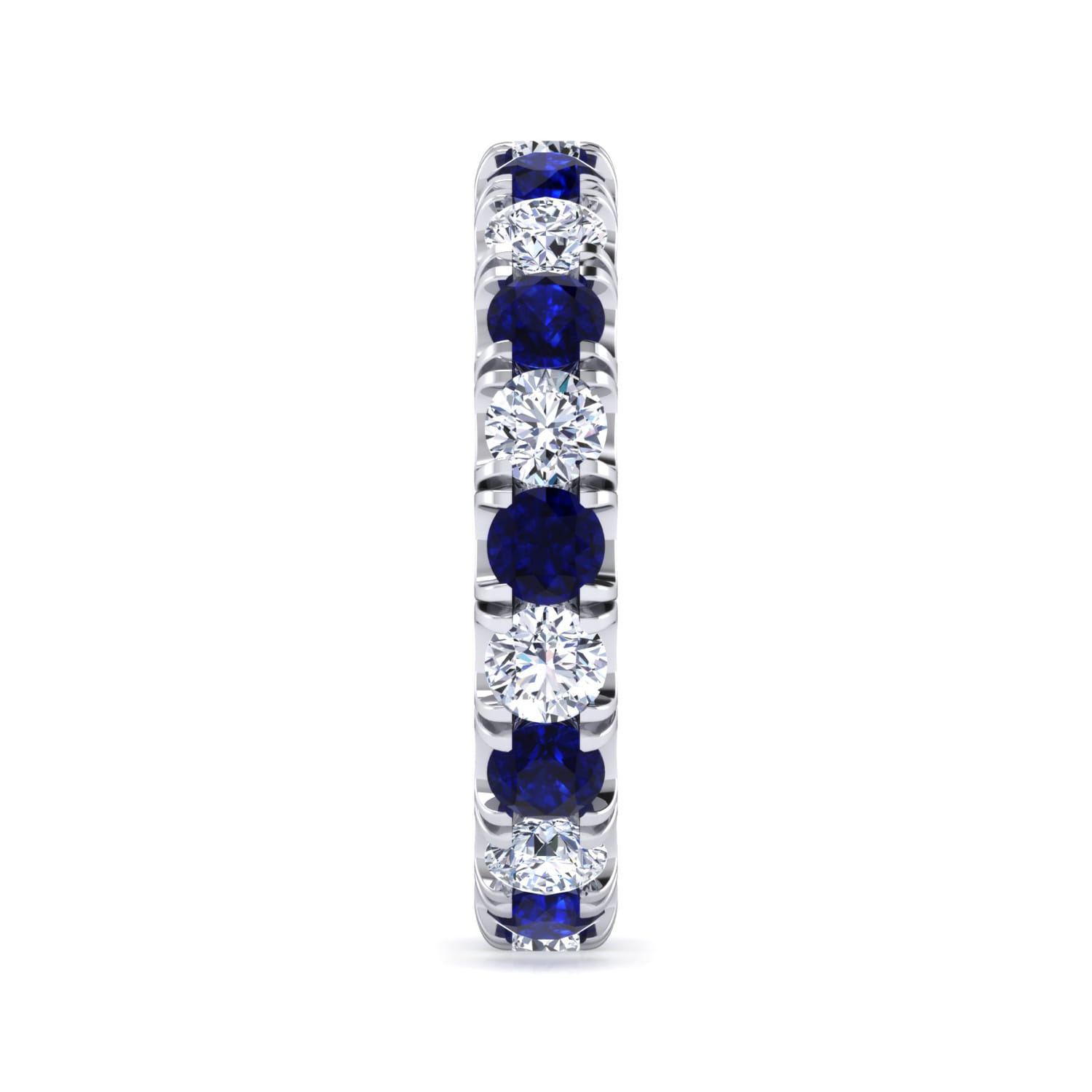Eternity Band Wedding Ring in 14k White Gold with Round Sapphire at Gabriel & Co. - Shot 4