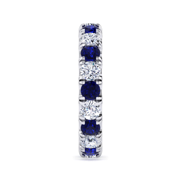 Eternity Band Wedding Ring in 14k White Gold with Round Sapphire at Gabriel & Co. - Shot 4