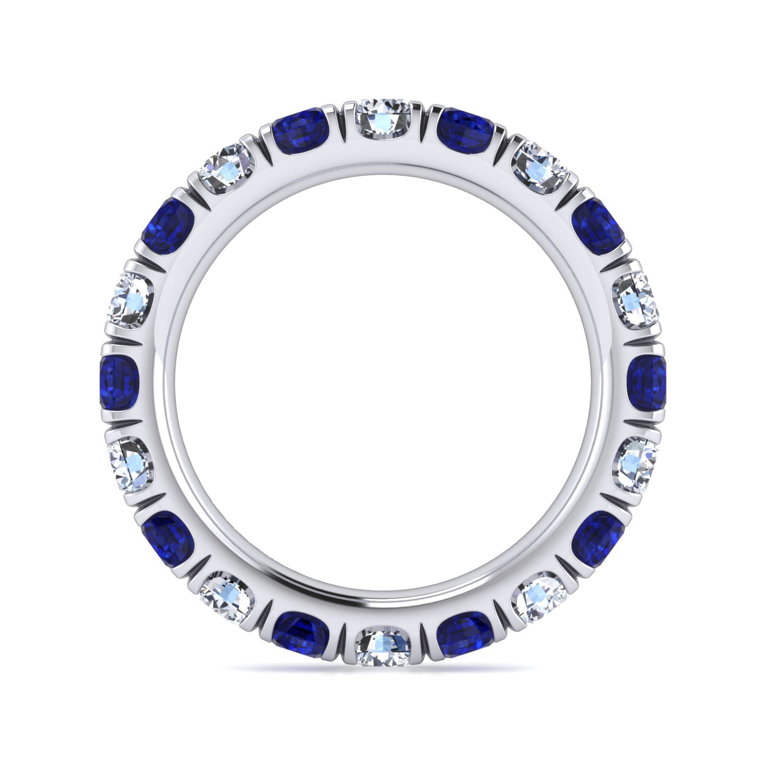Eternity Band Wedding Ring in 14k White Gold with Round Sapphire at Gabriel & Co. - Shot 2