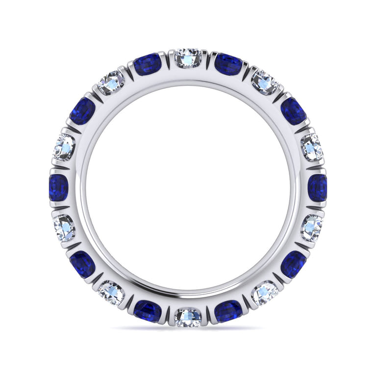 Eternity Band Wedding Ring in 14k White Gold with Round Sapphire at Gabriel & Co. - Shot 2