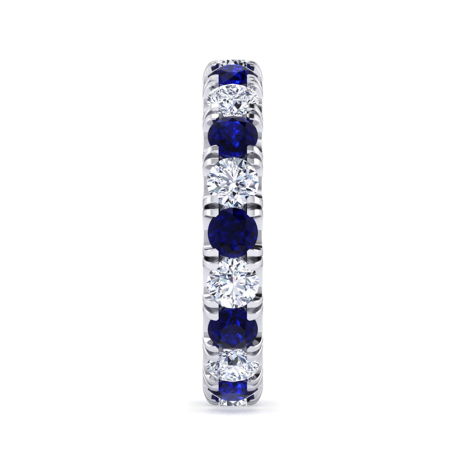 Eternity Band Wedding Ring in 14k White Gold with Round Sapphire at Gabriel & Co. - Shot 4