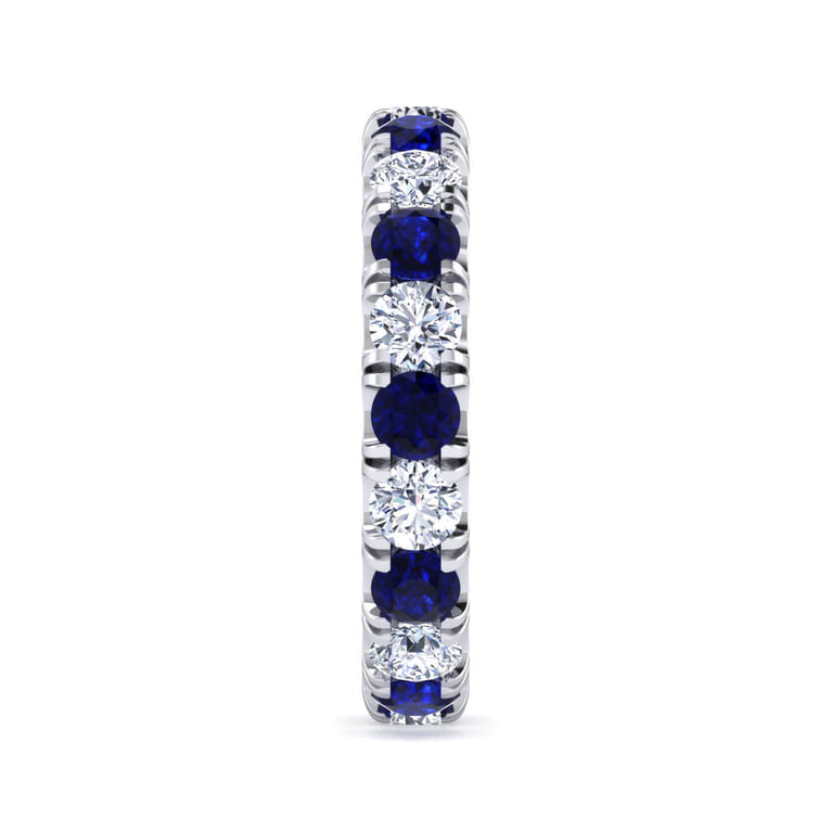 Eternity Band Wedding Ring in 14k White Gold with Round Sapphire at Gabriel & Co. - Shot 4