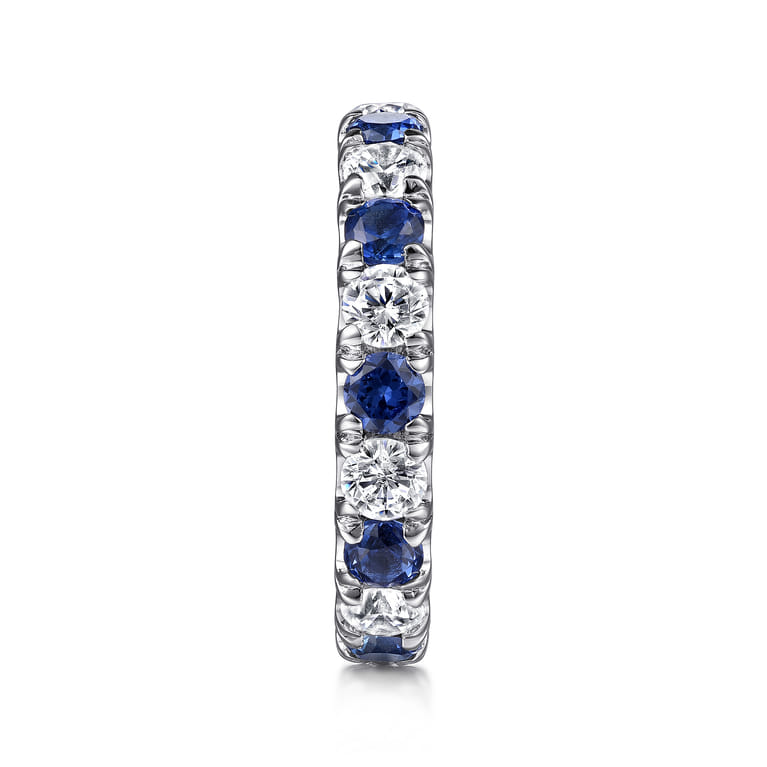 Eternity Band Wedding Ring in 14k White Gold with Round Sapphire at Gabriel & Co. - Shot 4