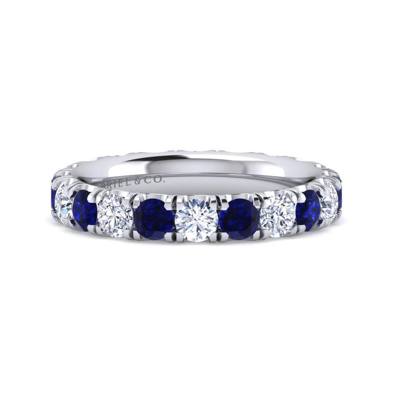 Eternity Band Wedding Ring in 14k White Gold with Round Sapphire at Gabriel & Co. - Shot 1