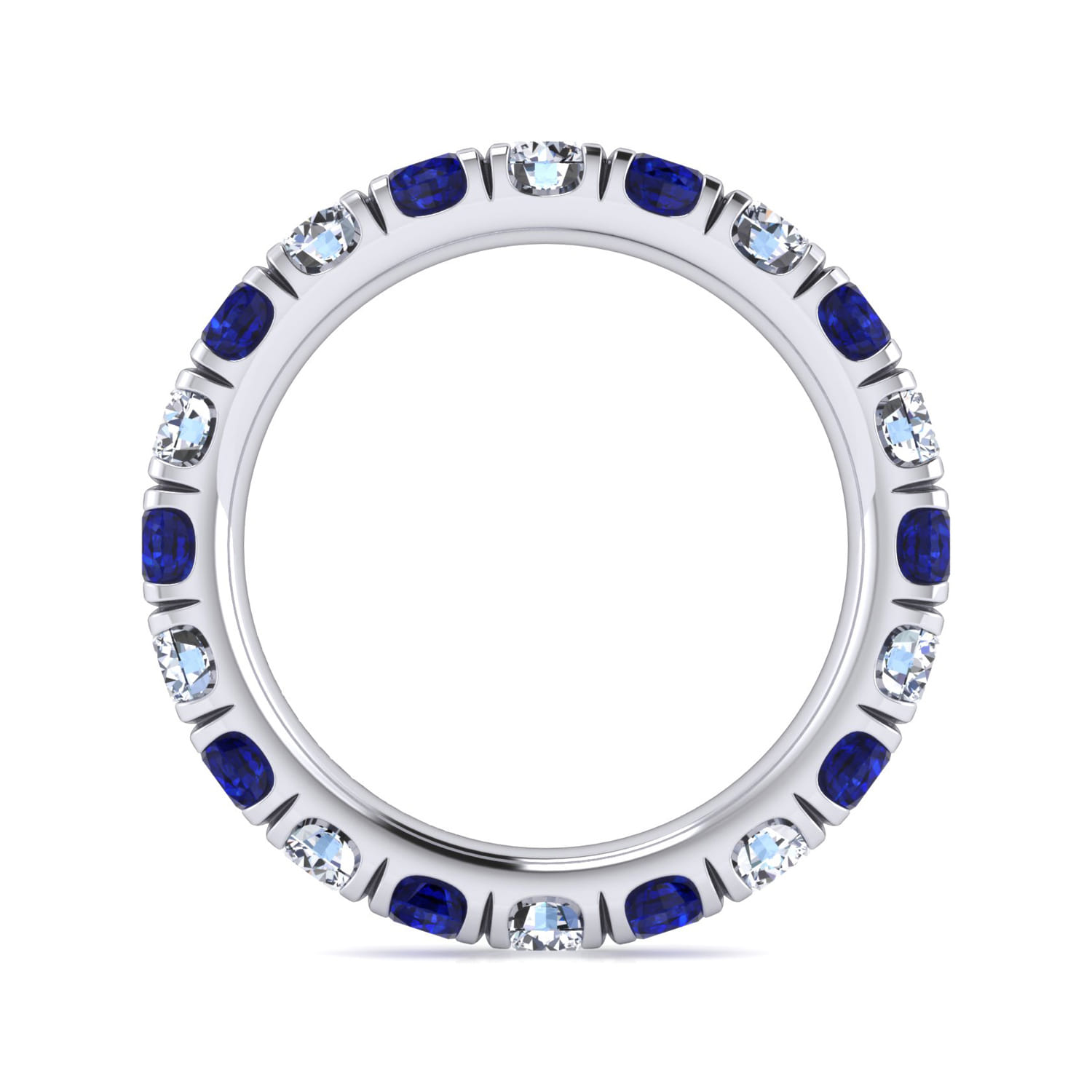 Eternity Band Wedding Ring in 14k White Gold with Round Sapphire at Gabriel & Co. - Shot 2