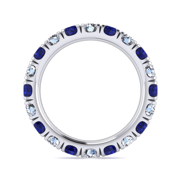 Eternity Band Wedding Ring in 14k White Gold with Round Sapphire at Gabriel & Co. - Shot 2