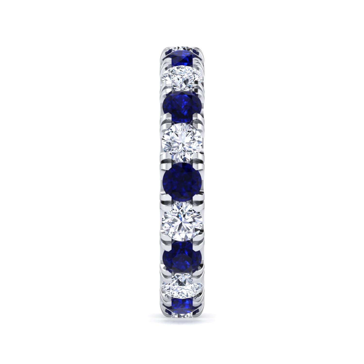 Eternity Band Wedding Ring in 14k White Gold with Round Sapphire at Gabriel & Co. - Shot 4