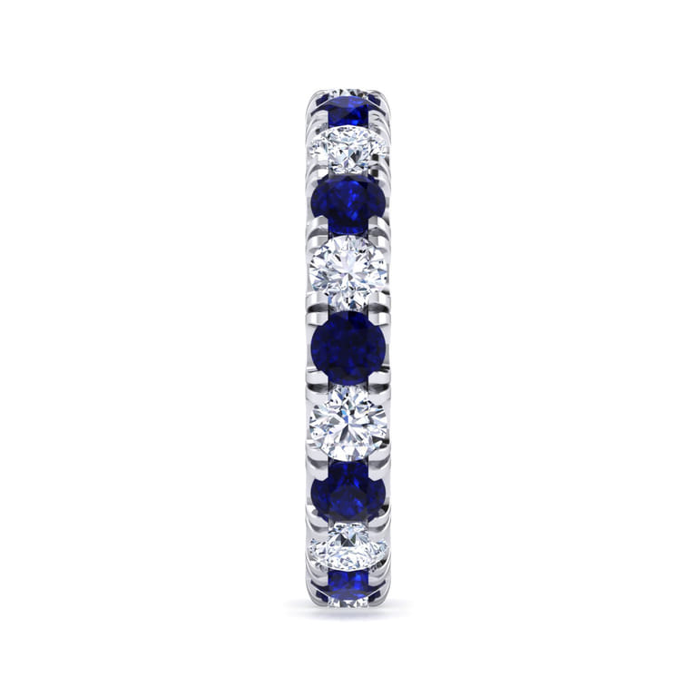 Eternity Band Wedding Ring in 14k White Gold with Round Sapphire at Gabriel & Co. - Shot 4