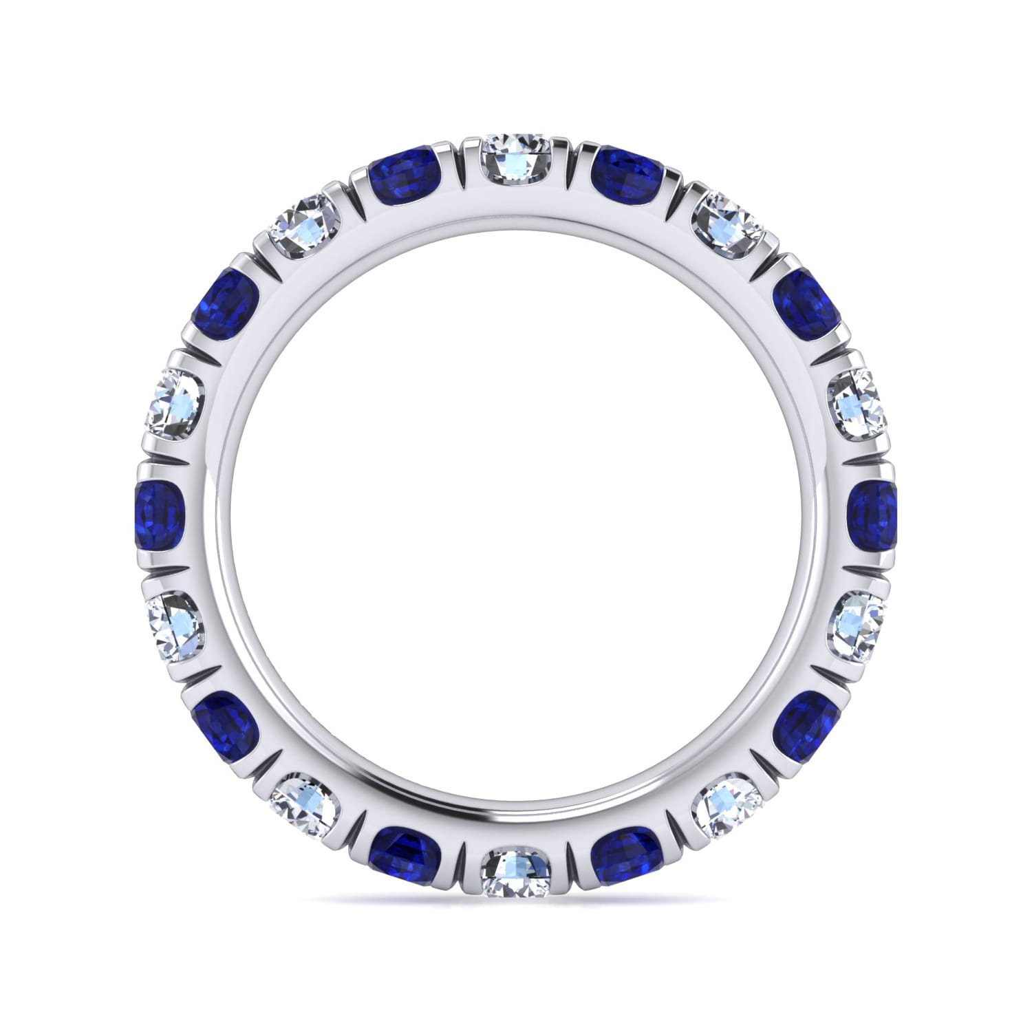 Eternity Band Wedding Ring in 14k White Gold with Round Sapphire at Gabriel & Co. - Shot 2
