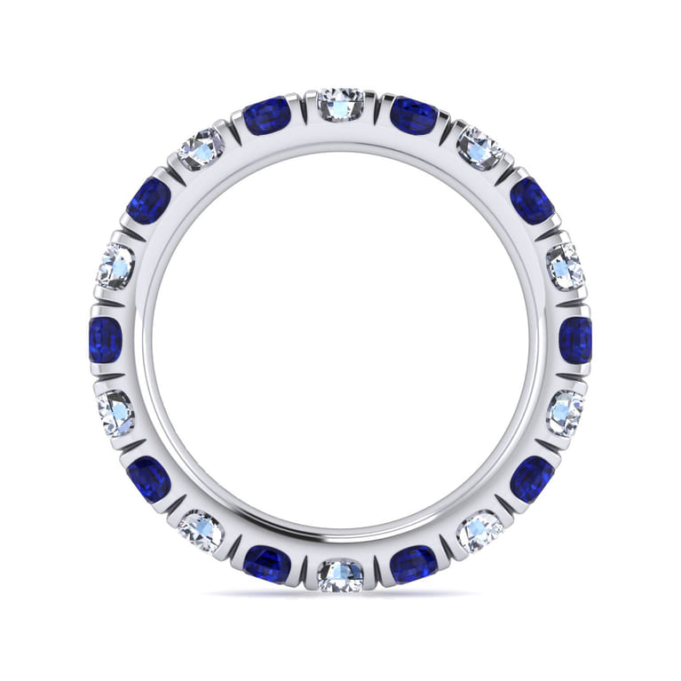 Eternity Band Wedding Ring in 14k White Gold with Round Sapphire at Gabriel & Co. - Shot 2