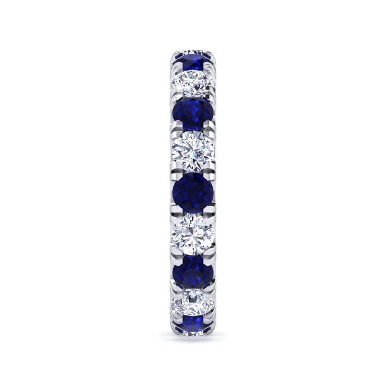 Eternity Band Wedding Ring in 14k White Gold with Round Sapphire at Gabriel & Co. - Shot 4