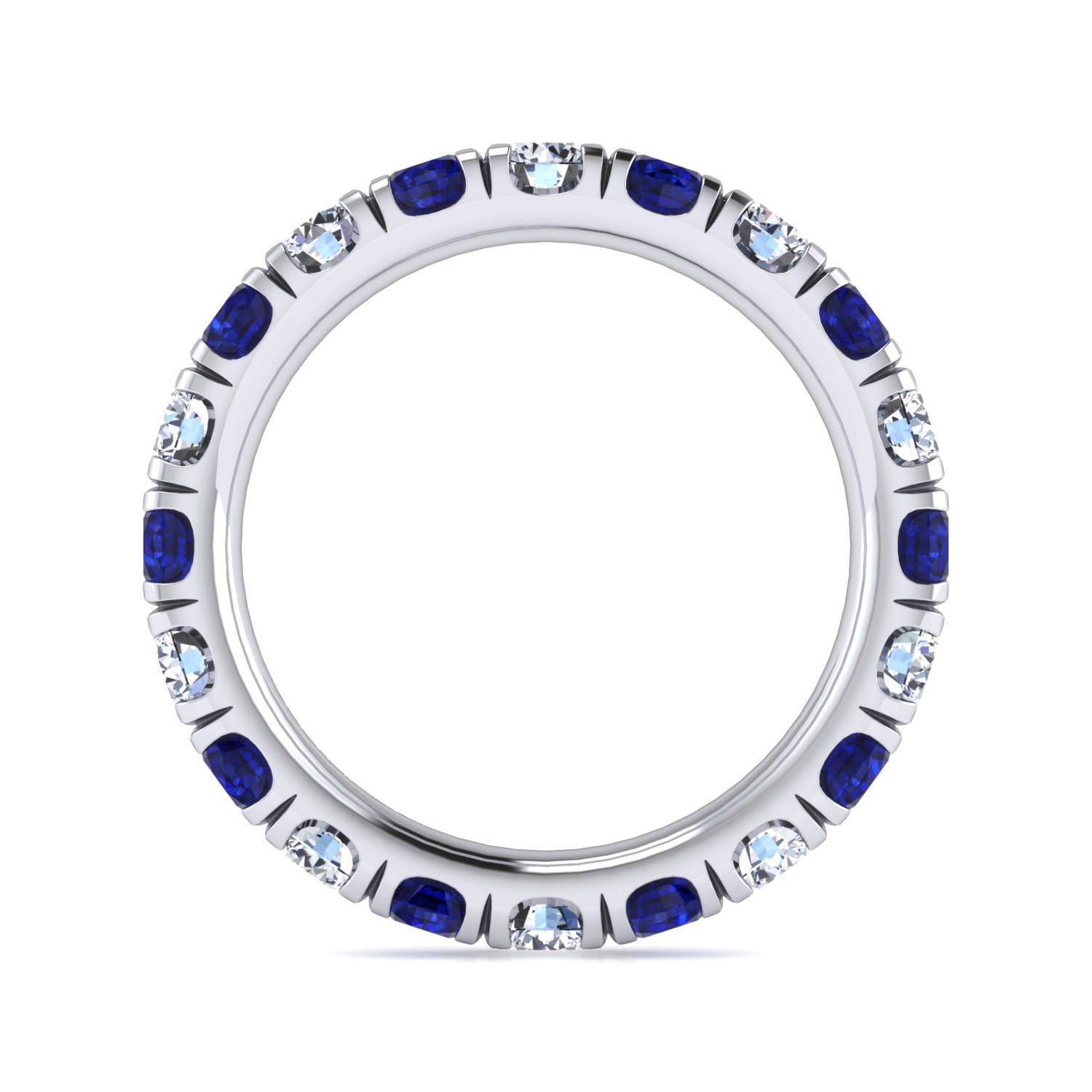 Eternity Band Wedding Ring in 14k White Gold with Round Sapphire at Gabriel & Co. - Shot 2