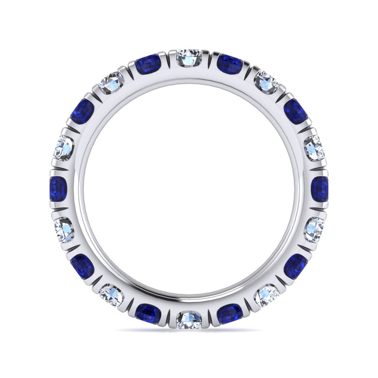 Eternity Band Wedding Ring in 14k White Gold with Round Sapphire at Gabriel & Co. - Shot 2