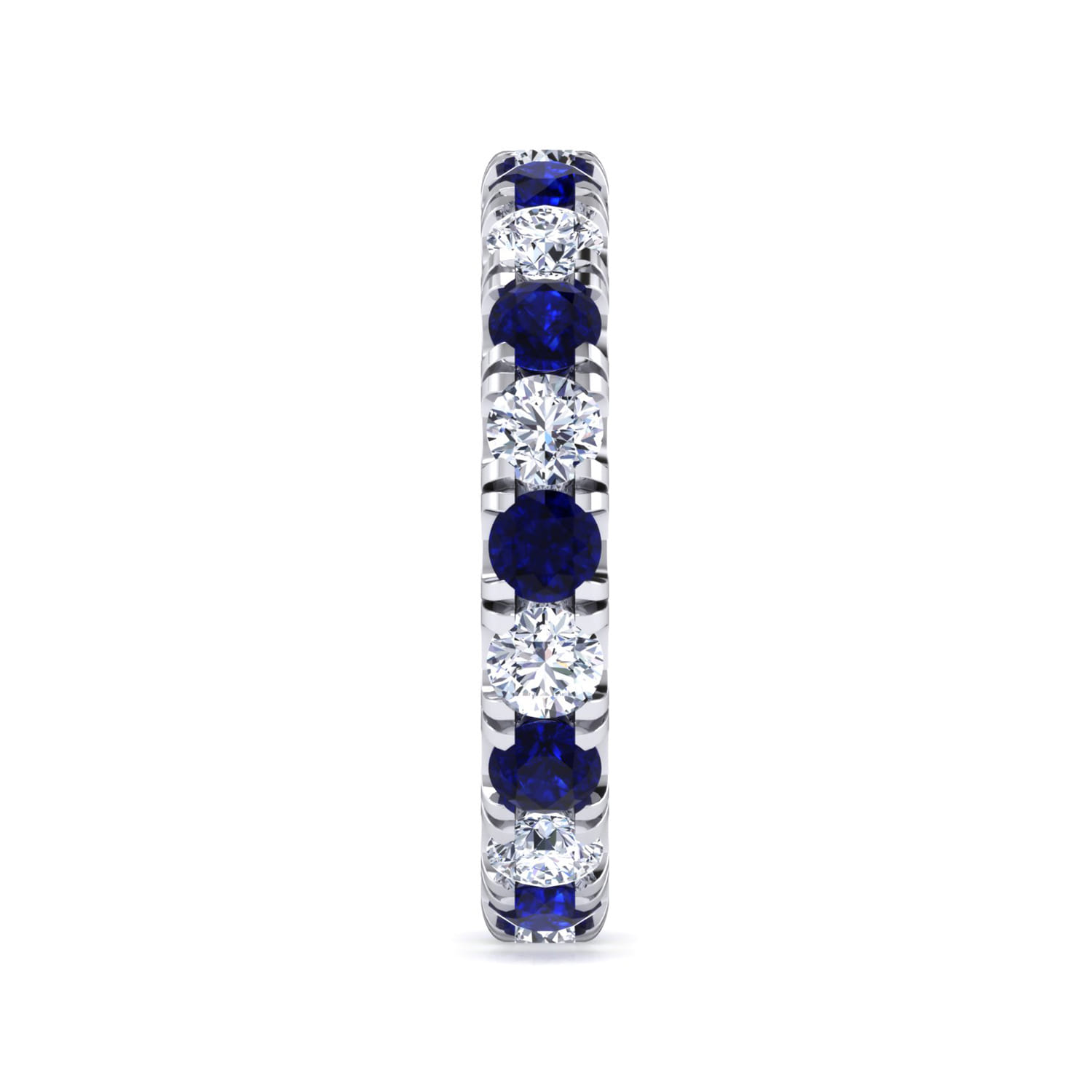 Eternity Band Wedding Ring in 14k White Gold with Round Sapphire at Gabriel & Co. - Shot 4