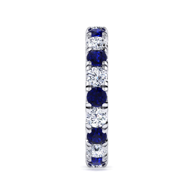 Eternity Band Wedding Ring in 14k White Gold with Round Sapphire at Gabriel & Co. - Shot 4