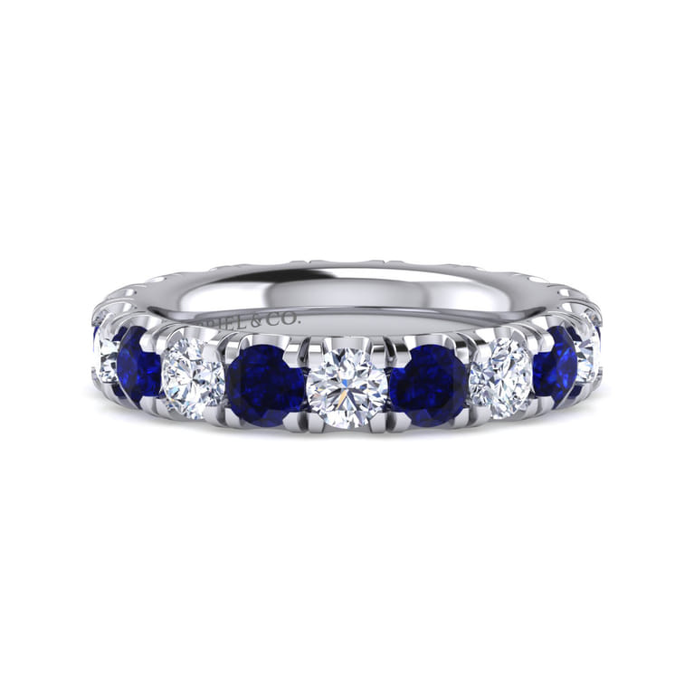 Eternity Band Wedding Ring in 14k White Gold with Round Sapphire at Gabriel & Co. - Shot 1