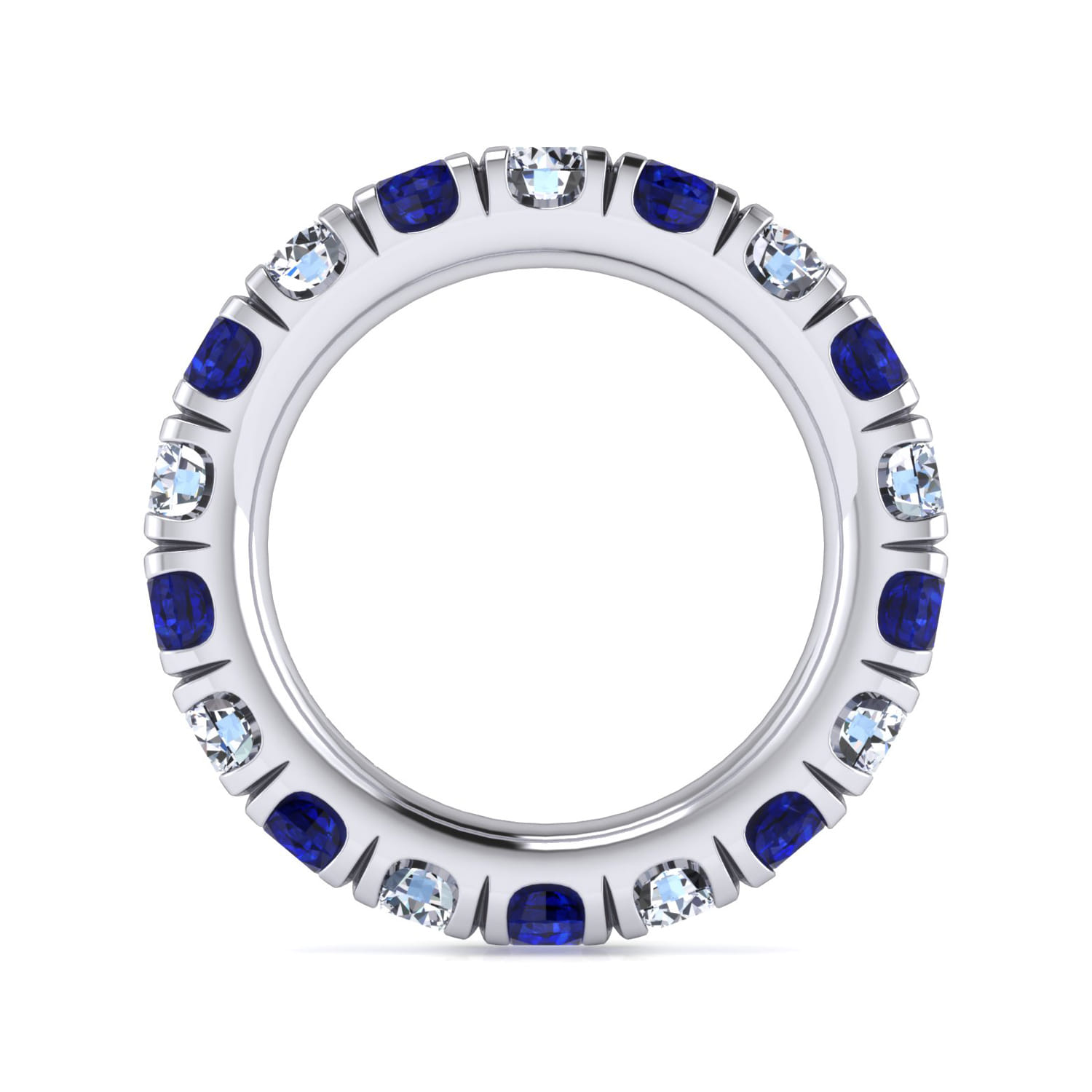 Eternity Band Wedding Ring in 14k White Gold with Round Sapphire at Gabriel & Co. - Shot 2