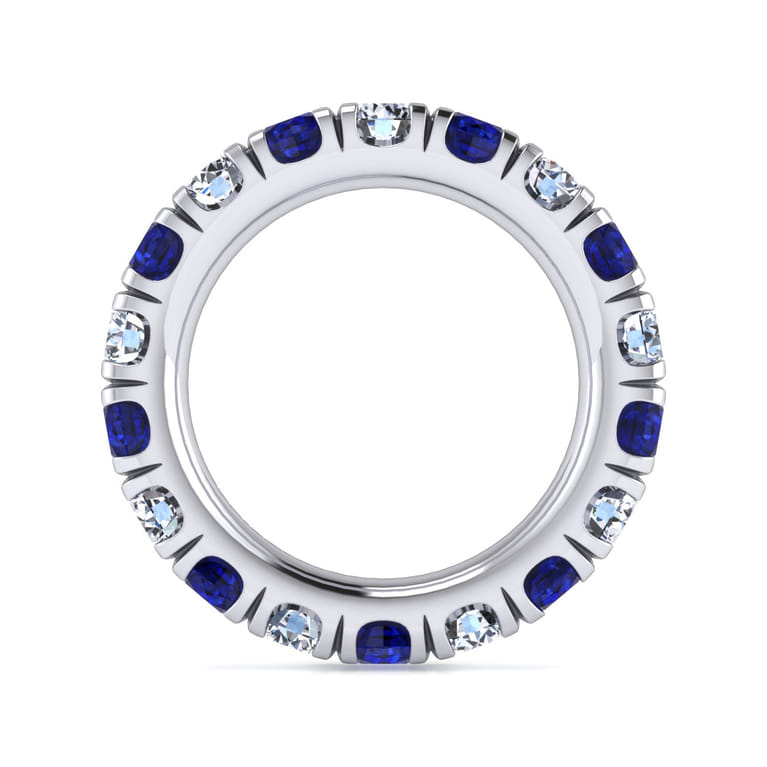 Eternity Band Wedding Ring in 14k White Gold with Round Sapphire at Gabriel & Co. - Shot 2