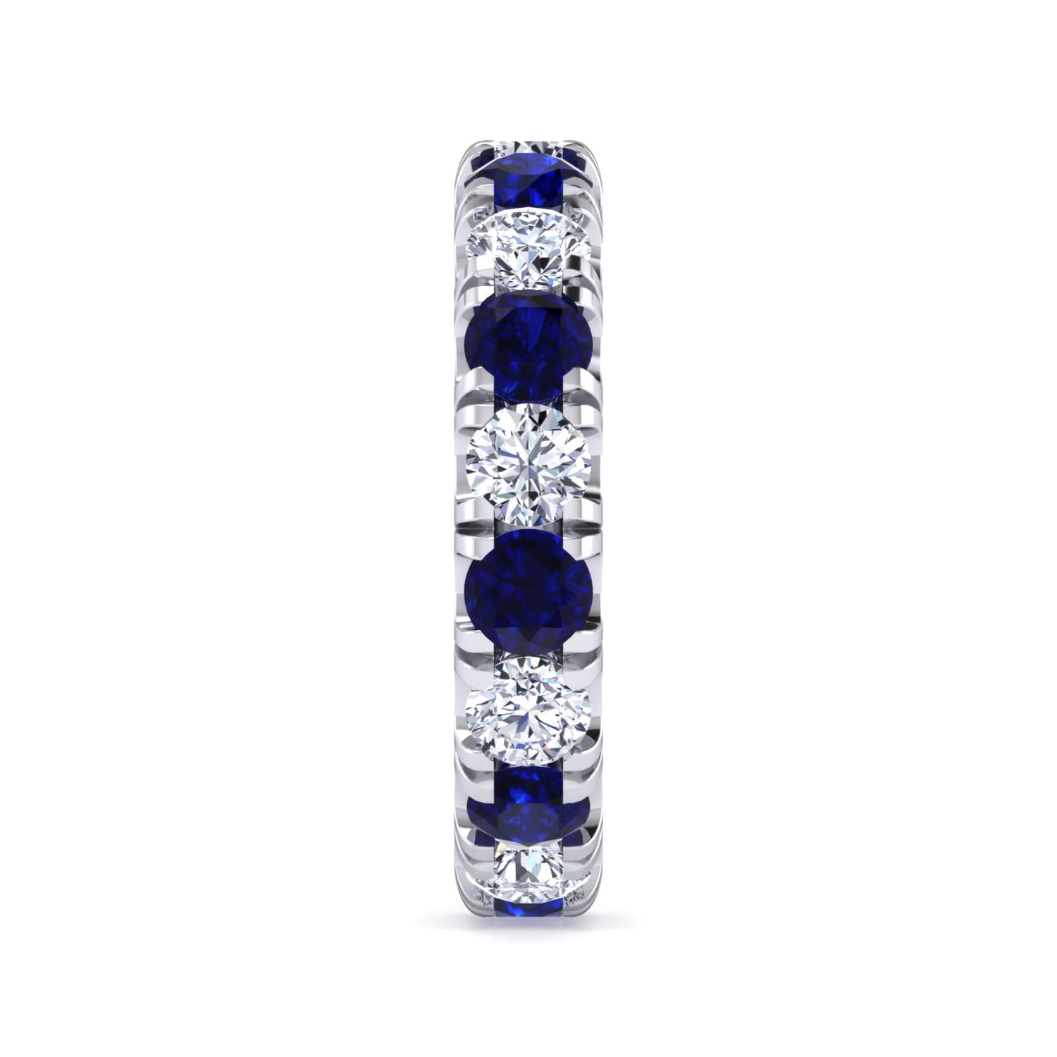 Eternity Band Wedding Ring in 14k White Gold with Round Sapphire at Gabriel & Co. - Shot 4
