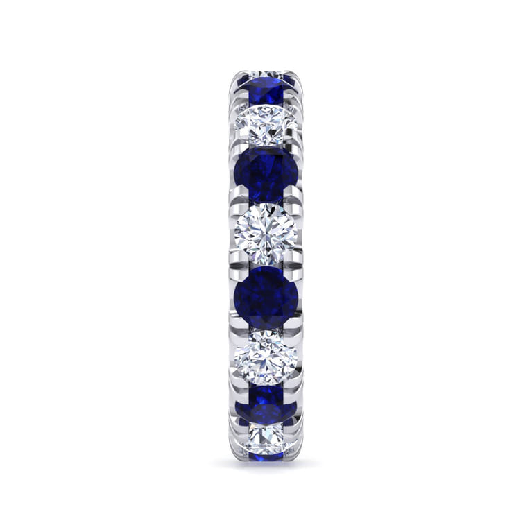 Eternity Band Wedding Ring in 14k White Gold with Round Sapphire at Gabriel & Co. - Shot 4
