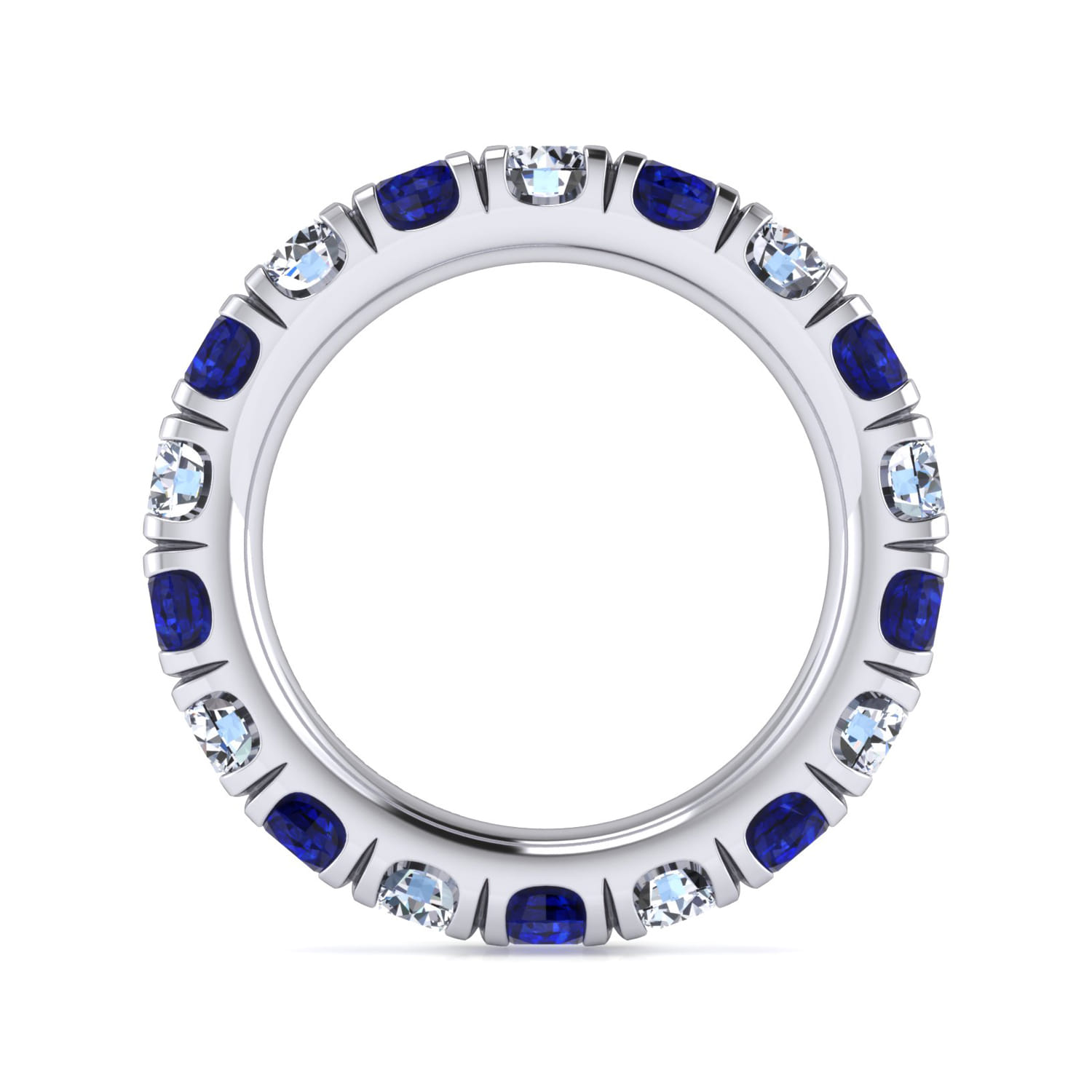 Eternity Band Wedding Ring in 14k White Gold with Round Sapphire at Gabriel & Co. - Shot 2