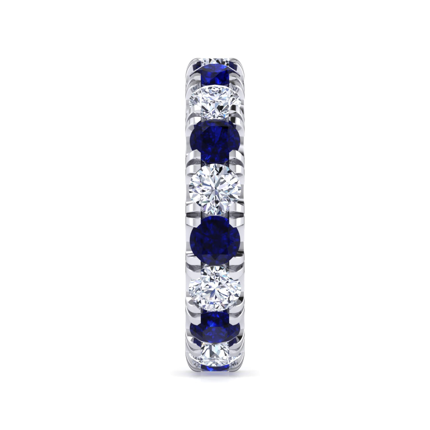 Eternity Band Wedding Ring in 14k White Gold with Round Sapphire at Gabriel & Co. - Shot 4