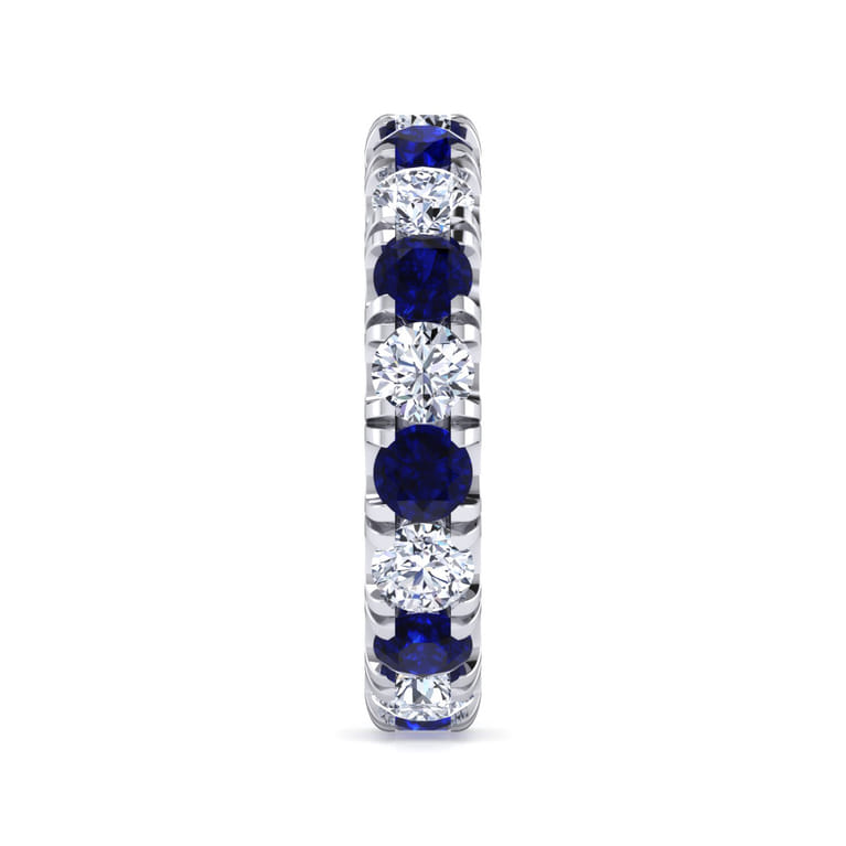 Eternity Band Wedding Ring in 14k White Gold with Round Sapphire at Gabriel & Co. - Shot 4