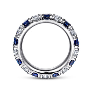 Bari - 14K White Gold French Pave Set Sapphire and Diamond Eternity Band