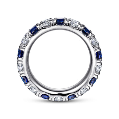Bari - 14K White Gold French Pave Set Sapphire and Diamond Eternity Band