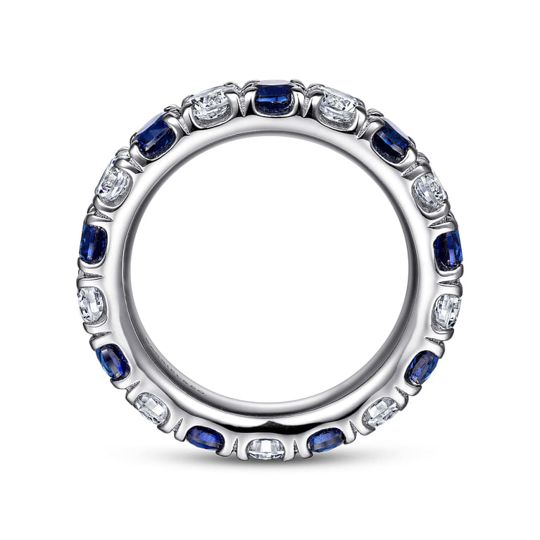 Eternity Band Wedding Ring in 14k White Gold with Round Sapphire at Gabriel & Co. - Shot 2