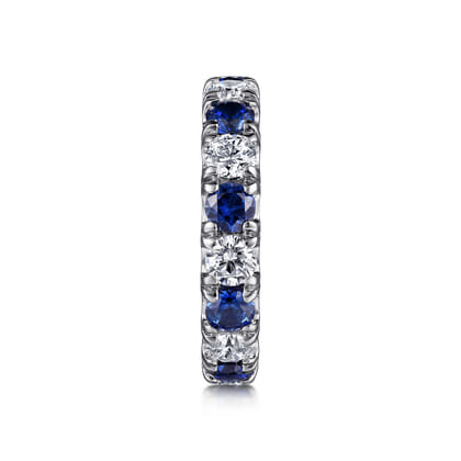 Bari - 14K White Gold French Pave Set Sapphire and Diamond Eternity Band