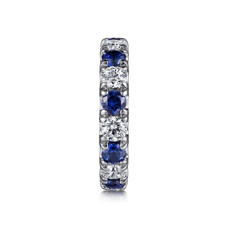 Eternity Band Wedding Ring in 14k White Gold with Round Sapphire at Gabriel & Co. - Shot 4