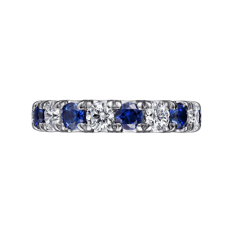 Eternity Band Wedding Ring in 14k White Gold with Round Sapphire at Gabriel & Co. - Shot 5