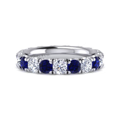 Bari - 14K White Gold French Pave Set Sapphire and Diamond Eternity Band