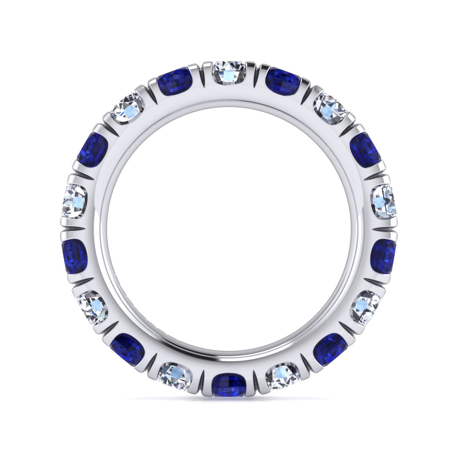 Eternity Band Wedding Ring in 14k White Gold with Round Sapphire at Gabriel & Co. - Shot 2