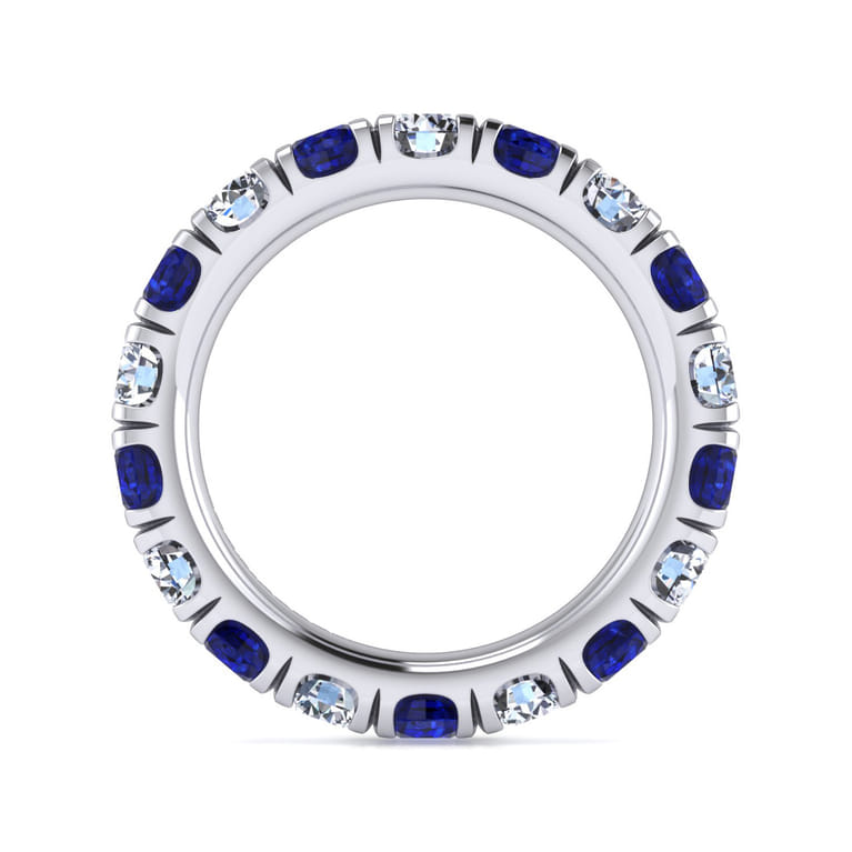 Eternity Band Wedding Ring in 14k White Gold with Round Sapphire at Gabriel & Co. - Shot 2
