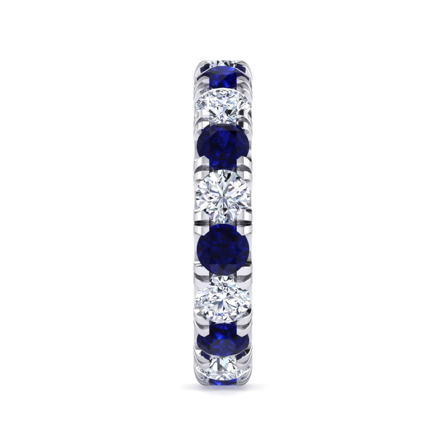 Eternity Band Wedding Ring in 14k White Gold with Round Sapphire at Gabriel & Co. - Shot 4