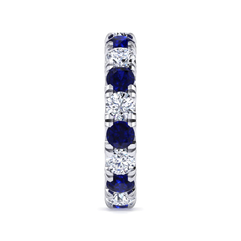 Eternity Band Wedding Ring in 14k White Gold with Round Sapphire at Gabriel & Co. - Shot 4